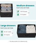 Capacity view of 7 Fabric Drawer Storage Organizer Chest With Vertical Dresser Design showing medium and large drawer storage.