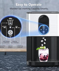 Party Ready Nugget Ice Maker For Countertop With 44 Lbs Per Day showing control panel and ice dispensing into a glass