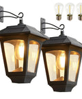 4 Pack Aluminum Outdoor Hanging Solar Lanterns With 4 Solar Panels Dusk To Dawn LED Waterproof Anti Rust Wall Lanterns With Hooks