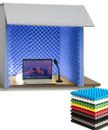 Portable Desktop Soundproof Booth Cover With Dense Acoustic Foam Panels That Make Vocals Hit Different While Blocking Room Echoes Tight Without Breaking Your Budget, 80cm cube with a laptop and mic setup.