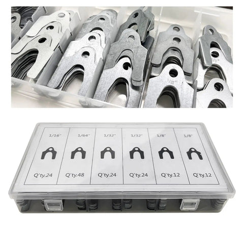 144 Piece Car Alignment Shim Kit For Body Panels And Camber Adjustment Zinc Plated Shims In 1/64 Inch 1/32 Inch 1/16 Inch And 1/8 Inch Sizes