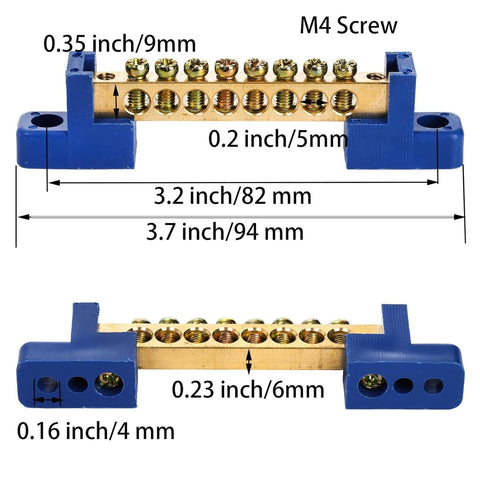 10 Pack Brass Terminal Bus Bar With Eight Position Screw Terminals For Car Boat Marine Electrical Power Distribution Grounding Strip Blue Finish Heavy Duty Copper Alloy