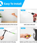 Installation guide for Beefy Heavy Duty Metal Fishing Rod Holder For Garage Wall Mount Rack with steps and tools shown