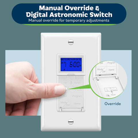 Person adjusting Smart Dope 7 Day Astronomic Timer Switch For Lights Fans And Motors Auto Sunrise Sunset Dusk To Dawn Scheduling
