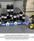 Professional Grade Sprinkler Head Installation Tool crafted from 304 solid stainless steel alongside various sprinkler head types.