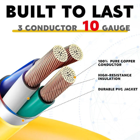 Heavy Duty Nema 5-15P To L6-30R Generator Welder Adapter Cord Delivering 125 Volt 15 Amp Power For Plasma Cutters Plus Job Site Gear With Easy As Pie Plug And Play Wiring showing 10 gauge copper conductors and PVC insulation.