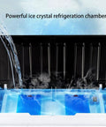Portable Air Conditioner With Massive Water Tank And Free Ice Packs To Keep Your Space Chill As Ice All Day Long Includes Wireless Remote And Smooth Roll Casters For Bedroom Or Office, showing ice crystal refrigeration chamber with water.