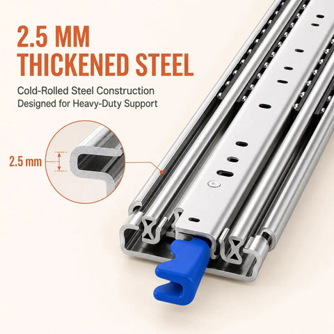 80 Inch Heavy Duty Locking Drawer Slides For Mobile Storage, 500 Lbs Per Pair, Yellow Lock Levers, Built Tough For Truck Bed Drawers, RV Compartments, Trailer Storage And Pull Out Cargo Trays; 2.5 mm steel