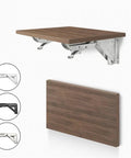 Two Pack Heavy Duty Folding Shelf Brackets Stainless Steel Collapsible Mounts for Tables, White 18 Inch, Space Saving, mounted view