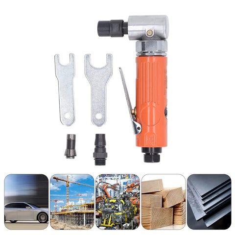 Pro Grade Air Die Grinder With Hella Comfy Ergonomic Handle And Precision Ball Bearing Design For Silky Smooth Grinding Tasks Featuring Lightweight Aluminum Body and accessories.