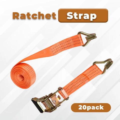 Heavy Duty Ratchet Straps 15 Foot By 1.5 Inch Cargo Tie Down Bands To Lock Down Your Load With Spring Collet System For Trailer Haul And Truck Bed Securement Rock Solid Polyester Webbing in a 20-pack.