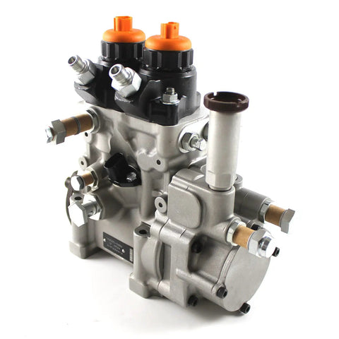 TopShelf Fuel Feed Transfer Pump For Isuzu N Series Excavator Engine 6WF1 6WG1 6UZ1 Replaces 094000-0484 showing grey metallic body and orange caps.