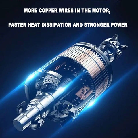 Inside view of 5 Inch Bench Grinder Cranking 3000 Rpm Pure Copper Motor showcasing copper wires, design for better heat dissipation.