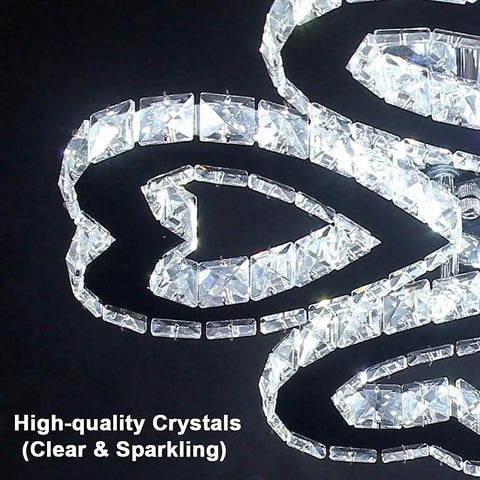 5 Heart Ring Crystal Chandelier LED Ceiling Light Fixture Stainless Steel Pendant Lighting For Bedroom Living Room Dining Room And Foyer Romantic Vibe Showpiece With Cool White Brightness
