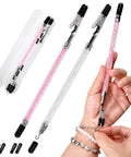 Two Piece Bracelet Helper Tool Set With Quick Release Clasp Assist For Easy Grab And Go Wearing Of Bracelets And Necklaces Including Hook And Clip And Storage Box Adjustable 195mm Extend White And Pink