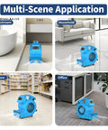 Powerful Air Mover 1/8 HP 550 CFM Carpet Dryer in restroom, house, store, and office settings for versatile drying applications.