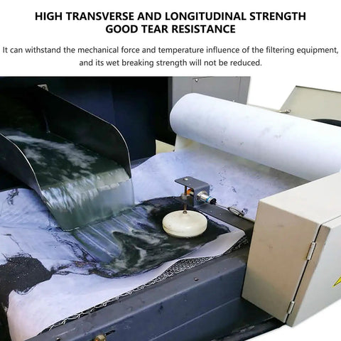 Straight Up Heavy Duty Industrial Filter Paper Rolls For Cutting Fluid And Coolant Machine Tool Emulsion Grinding Waste Trapping Shop Floor Rig Setup Beast Mode Filtration being used in a filtering machine.