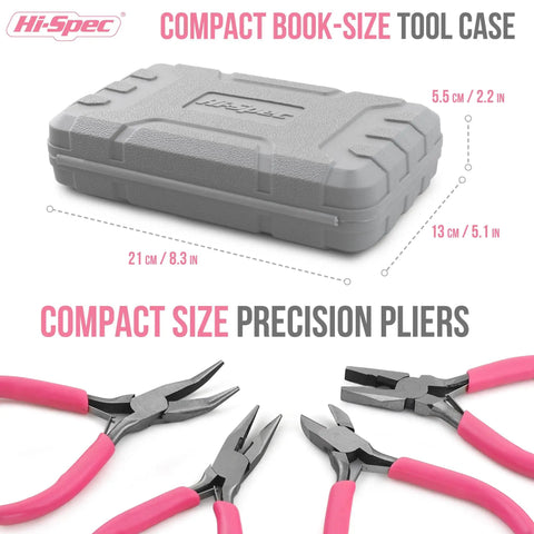 11 Piece Pink Womens Compact Crafts And Home DIY Tool Kit Set With Pliers Cutters And Precision Screwdrivers For Ladies Ideal For Quick Home Repairs And Craft Projects, including compact tool case and precision pliers.