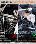 Heavy Duty Wrench Extender For One Half Inch Drive And Twenty One Millimeter Hex Drive Universal Wrench Extension Tool Adapter in use on car engine