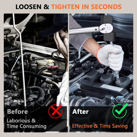 Heavy Duty Wrench Extender For One Half Inch Drive And Twenty One Millimeter Hex Drive Universal Wrench Extension Tool Adapter in use on car engine