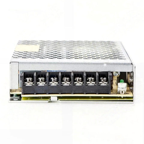 Rock Solid 48V Switching Power Supply Delivering Smooth 150 Watt Output Plus Reliable 3.3 Amp Single Channel DC Adapter front view with terminals