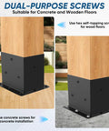 Six Pack 4x6 Heavy Duty Metal Post Base Brackets With 3.6x5.6 Inner Fit No Wobble Design Rust Resistant Includes Hardware for installation