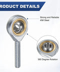 2-Pack Rod End Bearing 5/16 Bore 5/16-24 Right Thread Self-Lubricating Male Thread Steel Joint With Jam Nuts For Forging Machines CNC Equipment Auto Steering Linkages And Heavy Duty Industrial Applications, 45# steel, 360-degree rotation