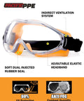 Wide Vision Safety Glasses With Anti-Fog And Anti-Scratch Wraparound Lenses Adjustable Strap Polycarbonate Eye Protection