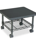 Onyx Rolling Printer Cart Under Desk Stand with Steel Shelf for Home Office, gray steel frame, wheels for mobility.