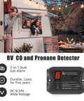 RV Dual CO And LP Gas Detector With Digital Display, Hardwired 12V DC Alarm For Carbon Monoxide And Propane shown installed in RV