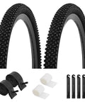 Foldable Mountain Bike Tire Twin Pack 24x1.95 And 26x1.95 Replacement Tires With Grippy Puncture Resistant Tubes, Liners, Levers