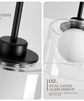 Karjearl Glass Pendant Lights Kitchen Island, 2 Pack Black Hanging Lighting with matte black finish and dual-layer glass design.