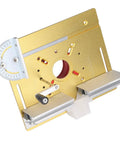 Hardcore Router Table Insert Plate With Kick Ass Precision Lift Base Support Rod In Gold Anodized Aluminum for woodworking.