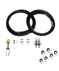 Universal Emergency Parking Brake Cable Kit With Hella Tough Corrosion Resistant Sheath And 110 Inch Reach includes cables and mounting hardware.
