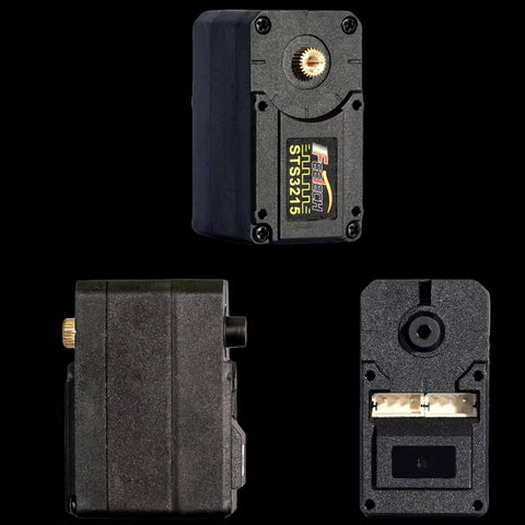 Front and rear view of Pro Grade 19KgCm Smart Servo with 7.4V Serial Bus TTL Control, featuring metal gear and 12-bit magnetic encoder.
