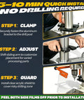 Step-by-step installation guide for Heavy Duty Aluminum Drill Press Safety Guard Flip Up Shield on a drill machine.