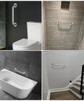2 Pack 16 Inch Shower Grab Bars Matte Black Stainless Steel 1.25 Inch Diameter Rock Solid Heavy Duty Safety Hand Rail Support For Bath Elderly Seniors Handicap Injury Prevention And Balance in bathroom installations