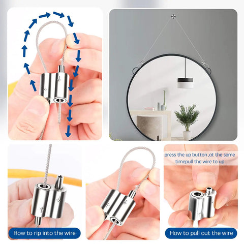 24 Piece Outdoor Wire Clamp Tool Kit With Eight M2 Two Way Wire Rope Clips Eight M3 Stainless Steel Thimbles And Eight M3 Aluminum Crimping Loop Sleeves For One Sixteenth Inch Wire Rope Rigging Tent Rope Guard Rails setup guide image