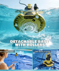 Badass Heavy Duty 1HP Submersible Pool Cover Pump With Detachable Base And Dual Outlets 3500 GPH Sump Drain Pump in water.
