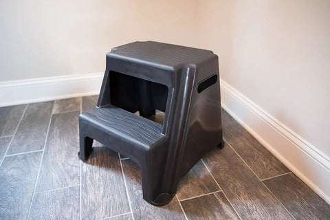 2 Step Molded Plastic Step Stool Lightweight with slip resistant treads and non slip feet ideal for kitchen bathroom office or garage
