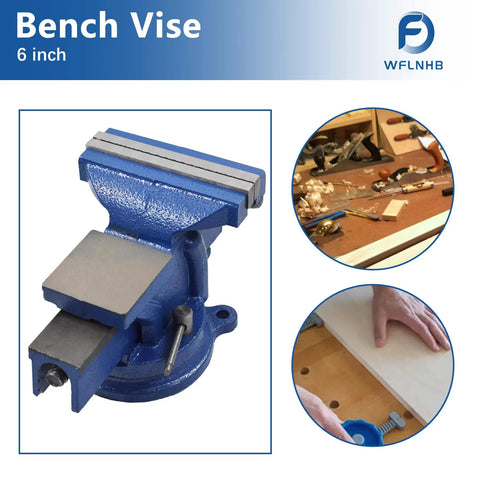 Heavy Duty 6 Inch Bench Vise With Table Top Clamp And 360 Degree Locking Swivel Base Built Tough For Crafting Painting Sculpting Modeling Electronics Soldering Woodworking And Fishing Tackle Projects