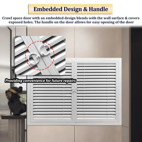 Heavy Duty Double Door Access Panel With Integrated Louvered Vent Covers Drywall And Exterior Walls showcases an embedded design for easy access.
