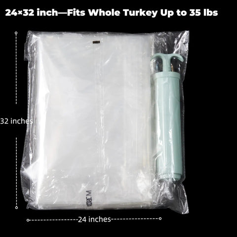 Extra Large 24x32 Inch Sous Vide Turkey Bags, 3 pack vacuum seal bags for brining with pump, packaged view