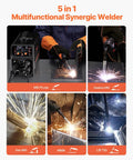 Workhorse 250A 5 In One MIG Welder with Pulse Arc Gasless MIG Flux Core MMA and Lift TIG in use with sparks flying
