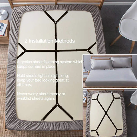 Bed Sheet Straps Adjustable Clips Stay Put Sheets On Your Bed With Durable Non Slip Fasteners For Fitted And Flat Sheets