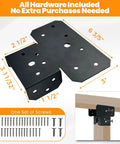 8 Pack Heavy Duty 4x4 3-Way T Brackets For Wood Posts To Beams, black steel connectors with screws included