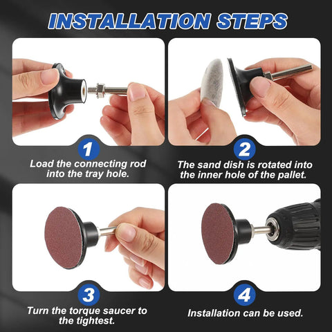 Installation steps for 12 Pack 2 Inch Quick Change Disc Pad Holder Roll Lock System With Quarter Inch Shank For Die Grinder Accessories