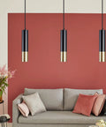 Three Pack Sleek Crystal Pendant Lights In Chrome Sparkling Modern Chandelier Lighting for Living Room with sofa backdrop