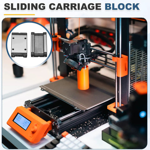 MGW9H Linear Bearing Sliding Carriage Block with Mini Guide on 3D printer, showcasing precise alignment and smooth operation.