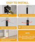 Installation guide for 3 Pack 4 Inch Self Closing Spring Hinges For Doors Heavy Duty Steel Build with numbered steps.